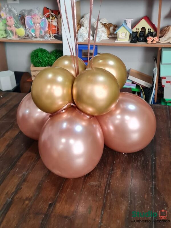 buque de balões metalizados rose gold base