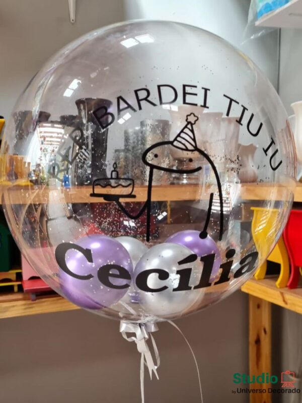balão bubble personalizado com nome e imagem