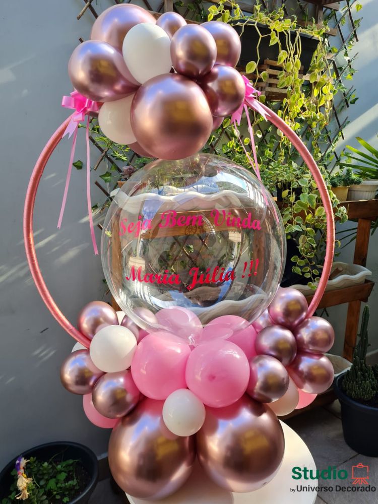 Arranjo de balões bambole com bubble
