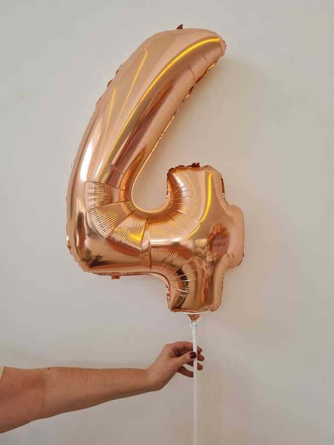 Balão de Número Pequeno Metalizado Prata 40cm