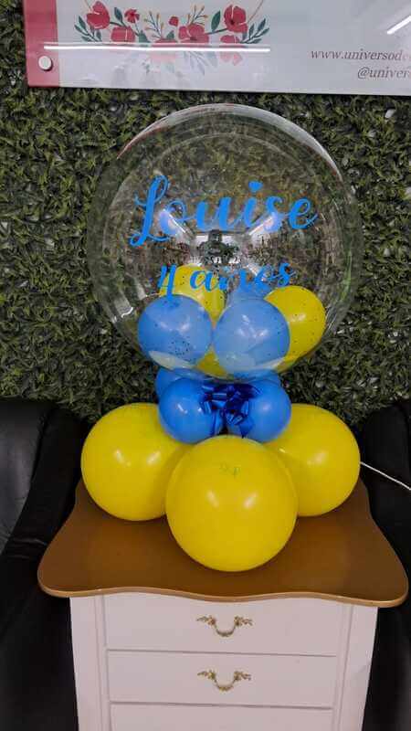 Arranjo Bubble Personalizado Amarelo Azul